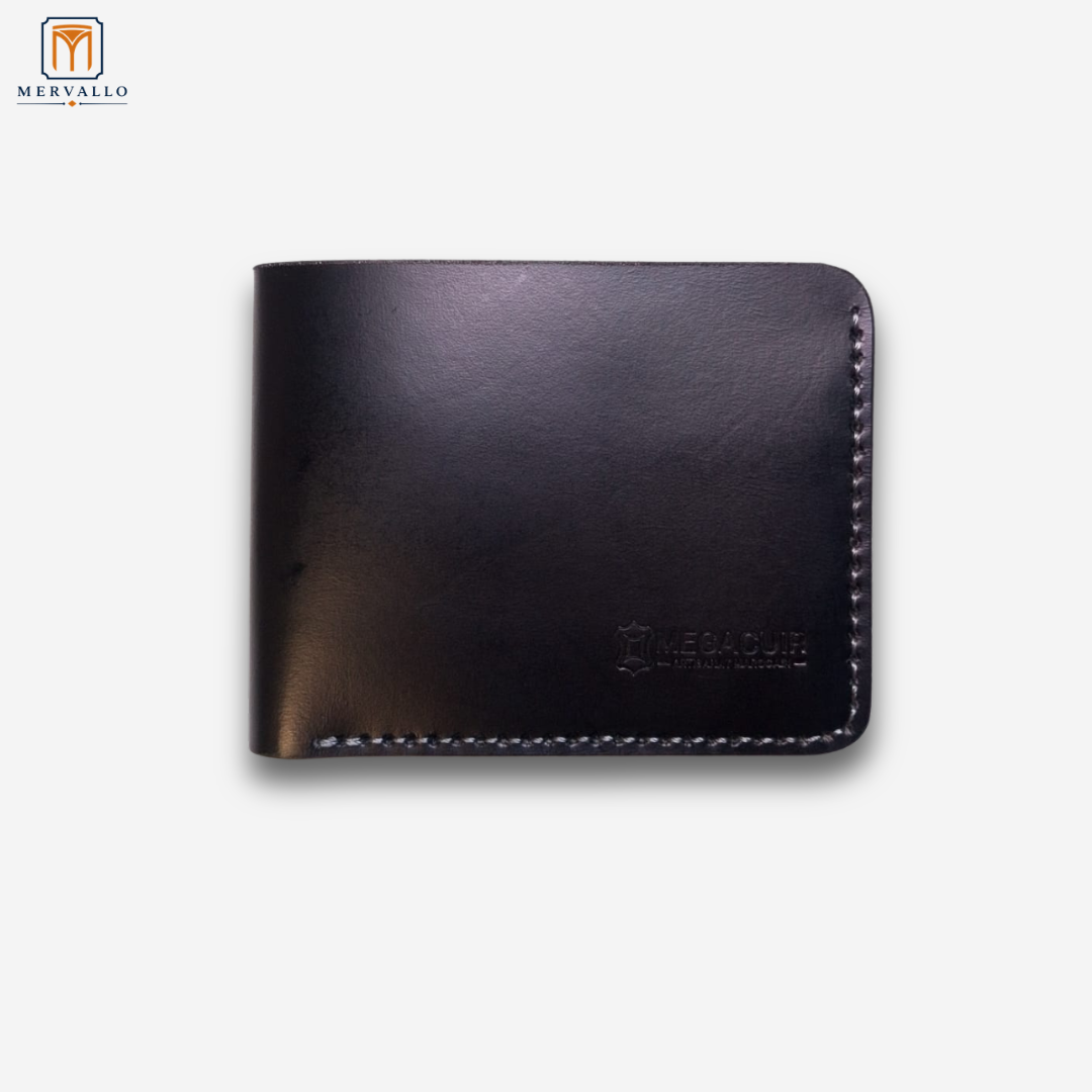 portefeuille noir en cuir fait main