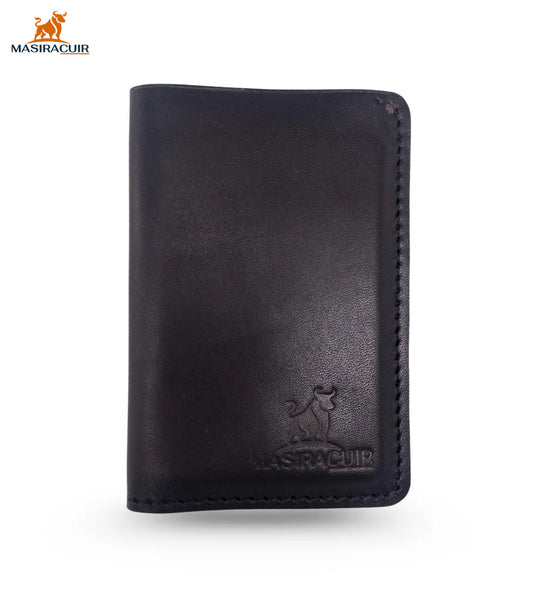 Porte carte en cuir noir