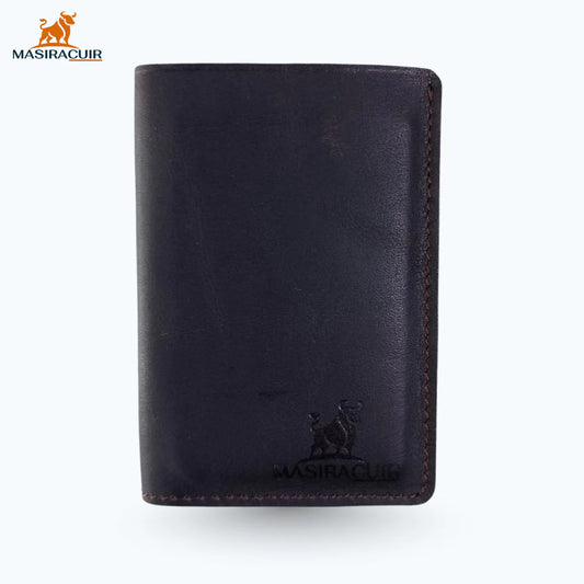 Porte carte en cuir marron chocolat